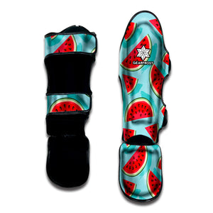 Blue Watermelon Pieces Pattern Print Muay Thai Shin Guard