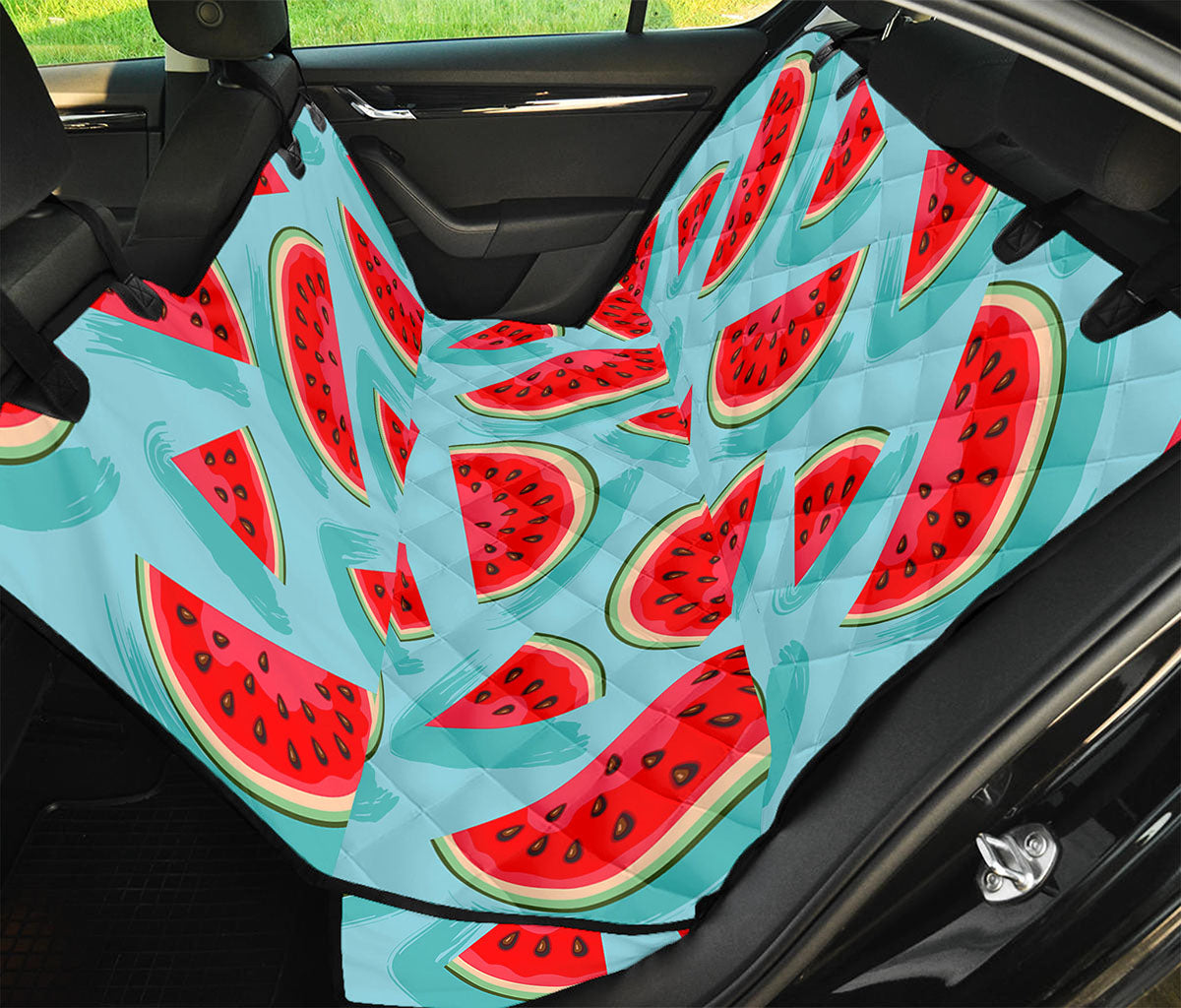 Blue Watermelon Pieces Pattern Print Pet Car Back Seat Cover