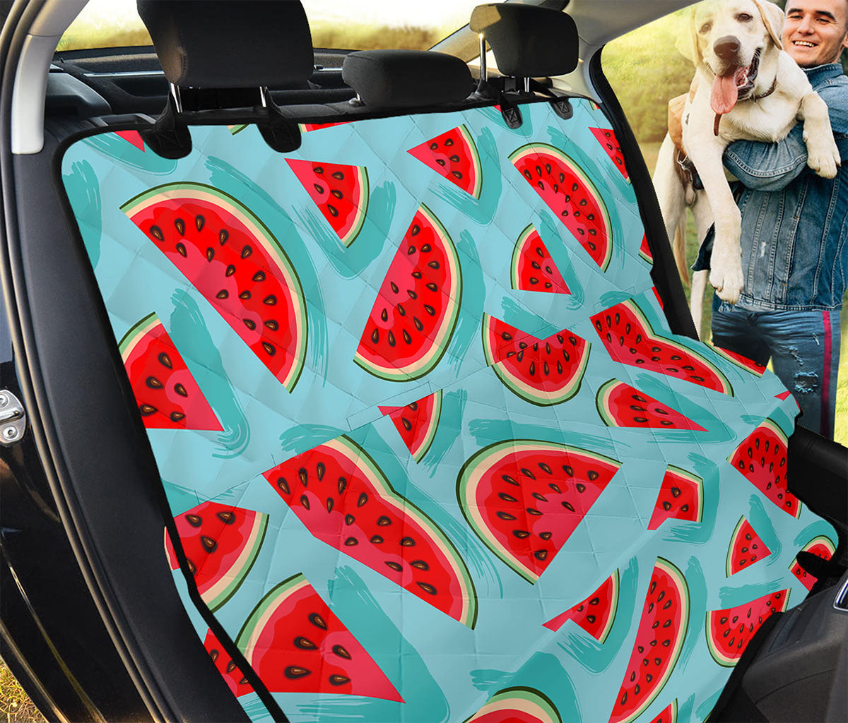 Blue Watermelon Pieces Pattern Print Pet Car Back Seat Cover