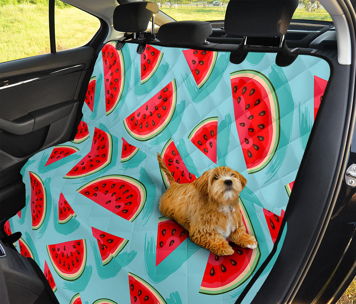Blue Watermelon Pieces Pattern Print Pet Car Back Seat Cover