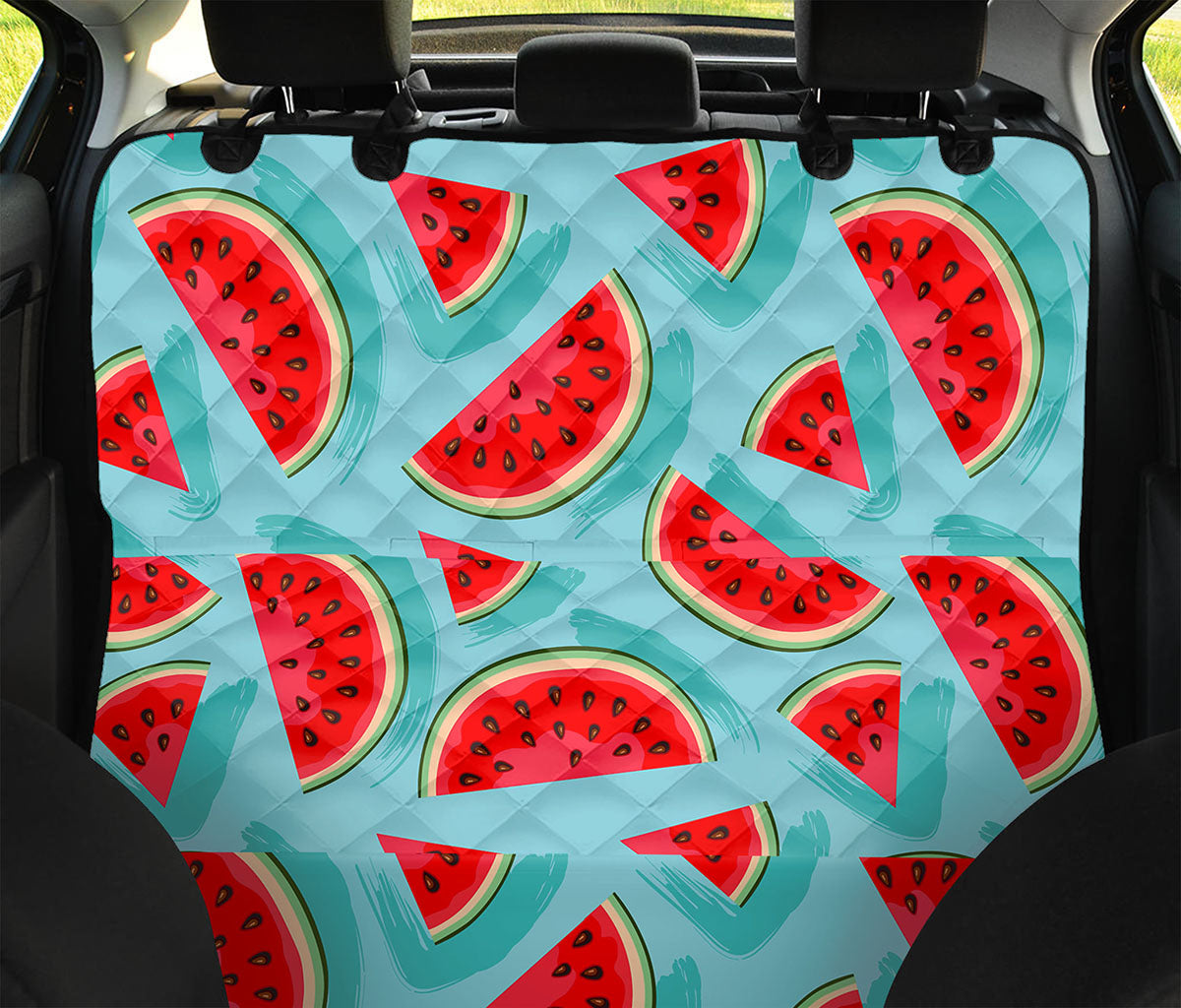 Blue Watermelon Pieces Pattern Print Pet Car Back Seat Cover