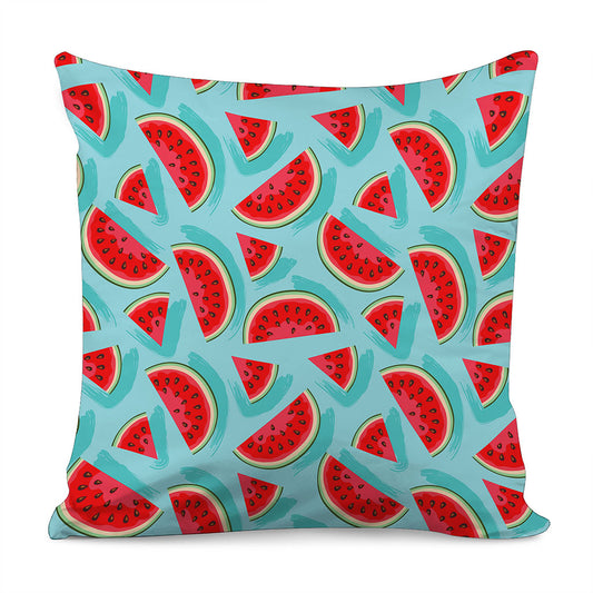 Blue Watermelon Pieces Pattern Print Pillow Cover