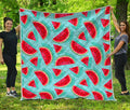 Blue Watermelon Pieces Pattern Print Quilt