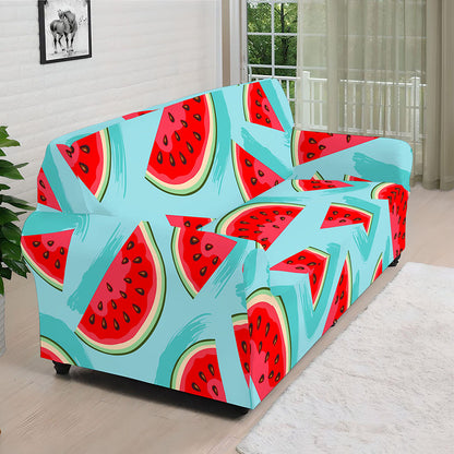 Blue Watermelon Pieces Pattern Print Sofa Cover