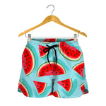 Blue Watermelon Pieces Pattern Print Women's Shorts