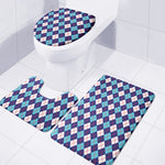 Blue White And Red Argyle Pattern Print 3 Piece Bath Mat Set