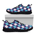 Blue White And Red Argyle Pattern Print Black Running Shoes