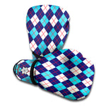 Blue White And Red Argyle Pattern Print Boxing Gloves