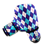 Blue White And Red Argyle Pattern Print Boxing Gloves