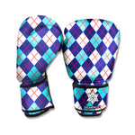 Blue White And Red Argyle Pattern Print Boxing Gloves