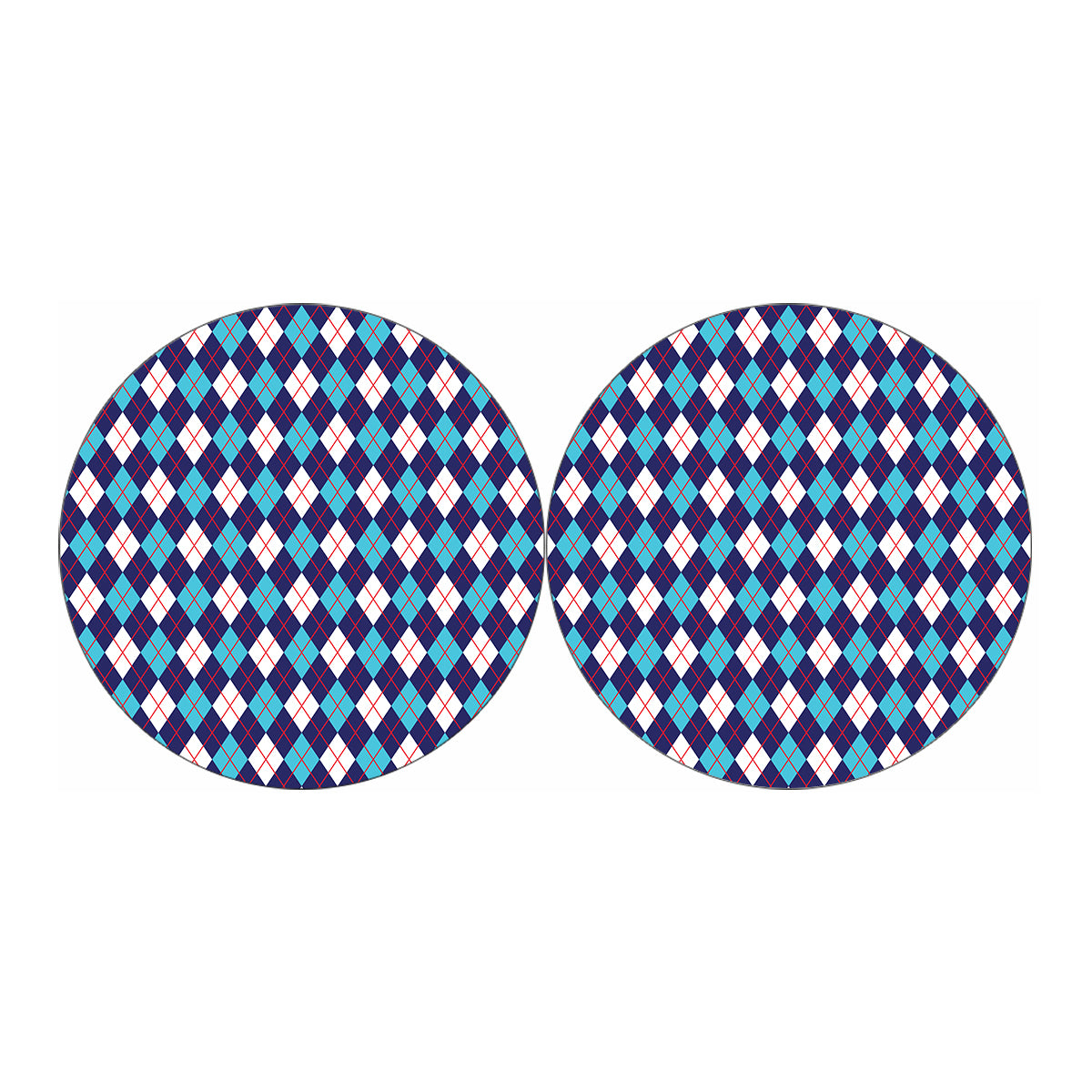 Blue White And Red Argyle Pattern Print Car Coasters