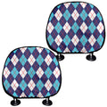 Blue White And Red Argyle Pattern Print Car Headrest Covers