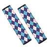 Blue White And Red Argyle Pattern Print Car Seat Belt Covers