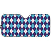 Blue White And Red Argyle Pattern Print Car Sun Shade