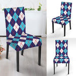 Blue White And Red Argyle Pattern Print Dining Chair Slipcover