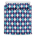 Blue White And Red Argyle Pattern Print Duvet Cover Bedding Set