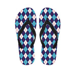 Blue White And Red Argyle Pattern Print Flip Flops