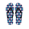 Blue White And Red Argyle Pattern Print Flip Flops