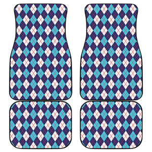 Blue White And Red Argyle Pattern Print Front and Back Car Floor Mats