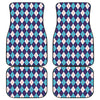 Blue White And Red Argyle Pattern Print Front and Back Car Floor Mats