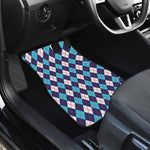 Blue White And Red Argyle Pattern Print Front and Back Car Floor Mats