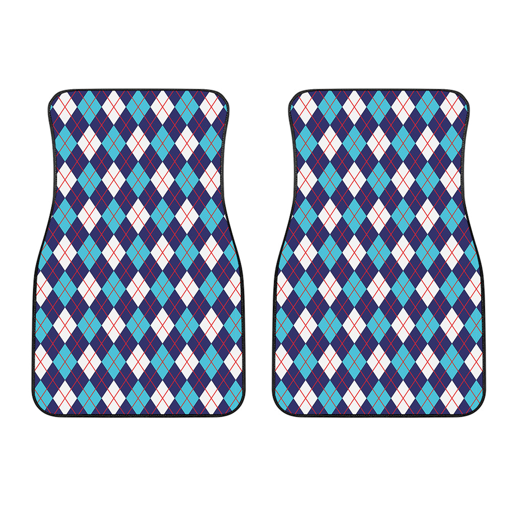 Blue White And Red Argyle Pattern Print Front Car Floor Mats