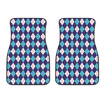 Blue White And Red Argyle Pattern Print Front Car Floor Mats