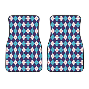 Blue White And Red Argyle Pattern Print Front Car Floor Mats