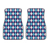 Blue White And Red Argyle Pattern Print Front Car Floor Mats