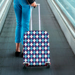 Blue White And Red Argyle Pattern Print Luggage Cover