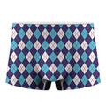 Blue White And Red Argyle Pattern Print Men's Boxer Briefs