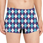 Blue White And Red Argyle Pattern Print Men's Boxer Briefs
