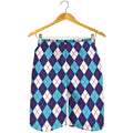 Blue White And Red Argyle Pattern Print Men's Shorts