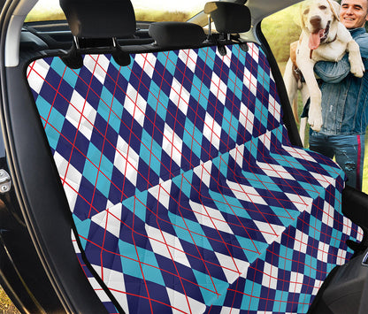 Blue White And Red Argyle Pattern Print Pet Car Back Seat Cover