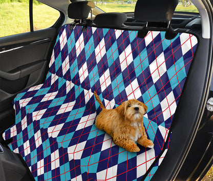 Blue White And Red Argyle Pattern Print Pet Car Back Seat Cover