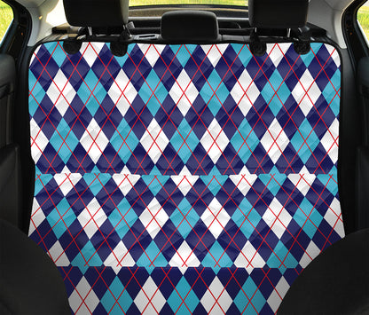 Blue White And Red Argyle Pattern Print Pet Car Back Seat Cover