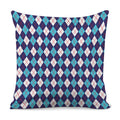 Blue White And Red Argyle Pattern Print Pillow Cover