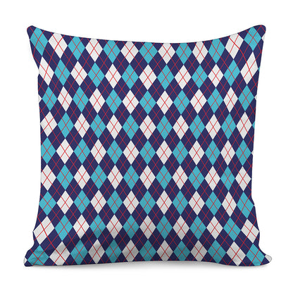 Blue White And Red Argyle Pattern Print Pillow Cover