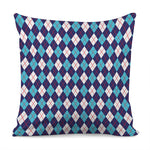 Blue White And Red Argyle Pattern Print Pillow Cover