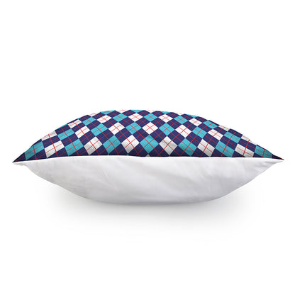 Blue White And Red Argyle Pattern Print Pillow Cover