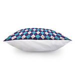 Blue White And Red Argyle Pattern Print Pillow Cover