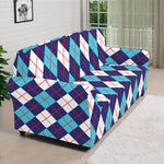 Blue White And Red Argyle Pattern Print Sofa Cover