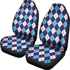 Blue White And Red Argyle Pattern Print Universal Fit Car Seat Covers