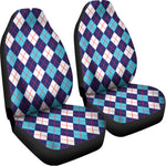 Blue White And Red Argyle Pattern Print Universal Fit Car Seat Covers