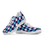 Blue White And Red Argyle Pattern Print White Sneakers