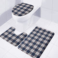 Blue White And Red Tartan Pattern Print 3 Piece Bath Mat Set