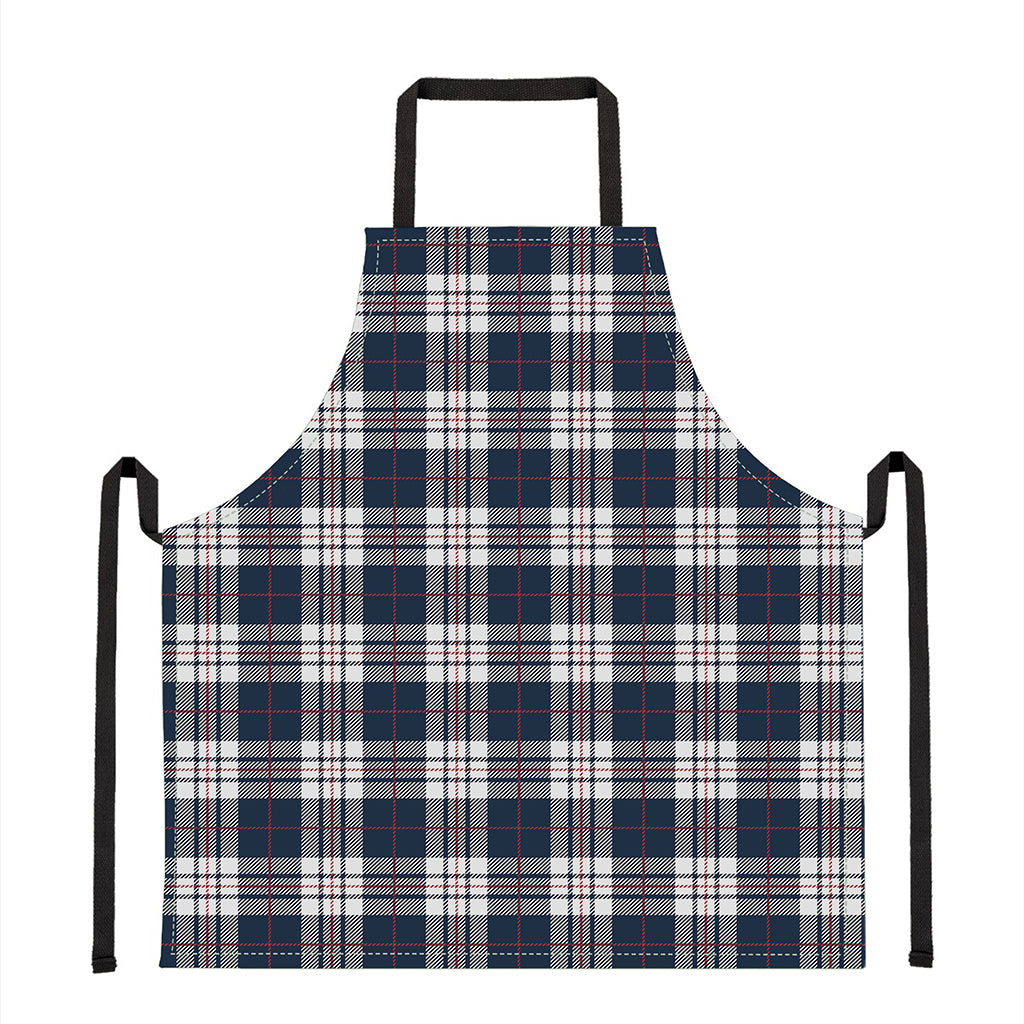 Blue White And Red Tartan Pattern Print Apron