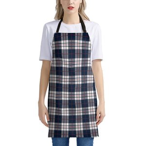 Blue White And Red Tartan Pattern Print Apron