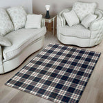 Blue White And Red Tartan Pattern Print Area Rug