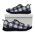 Blue White And Red Tartan Pattern Print Black Running Shoes